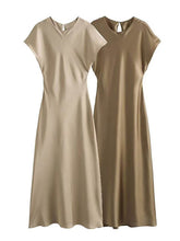 Solid Color A-Line Loose V-Neck Maxi Dresses